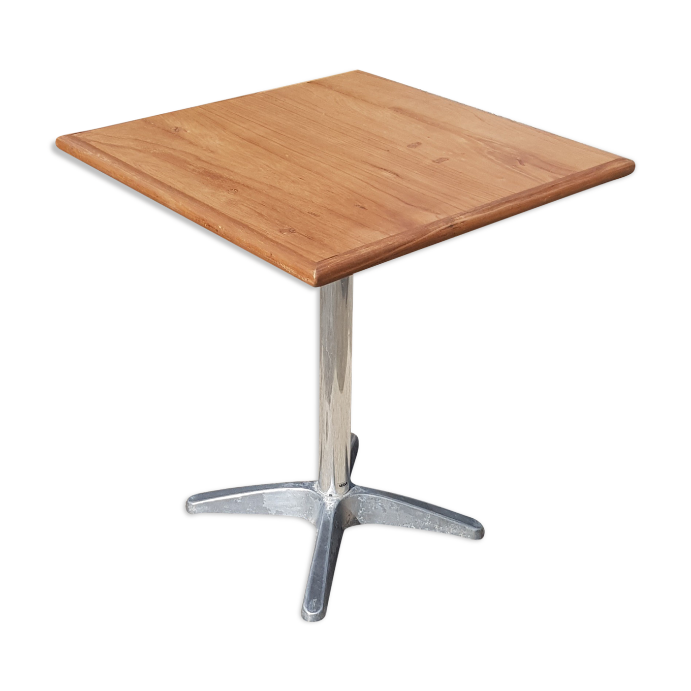 Table bistrot pliable avec plateau en teck et piètement alu  Selency
