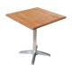 Foldable bistro table with teak top and aluminum base