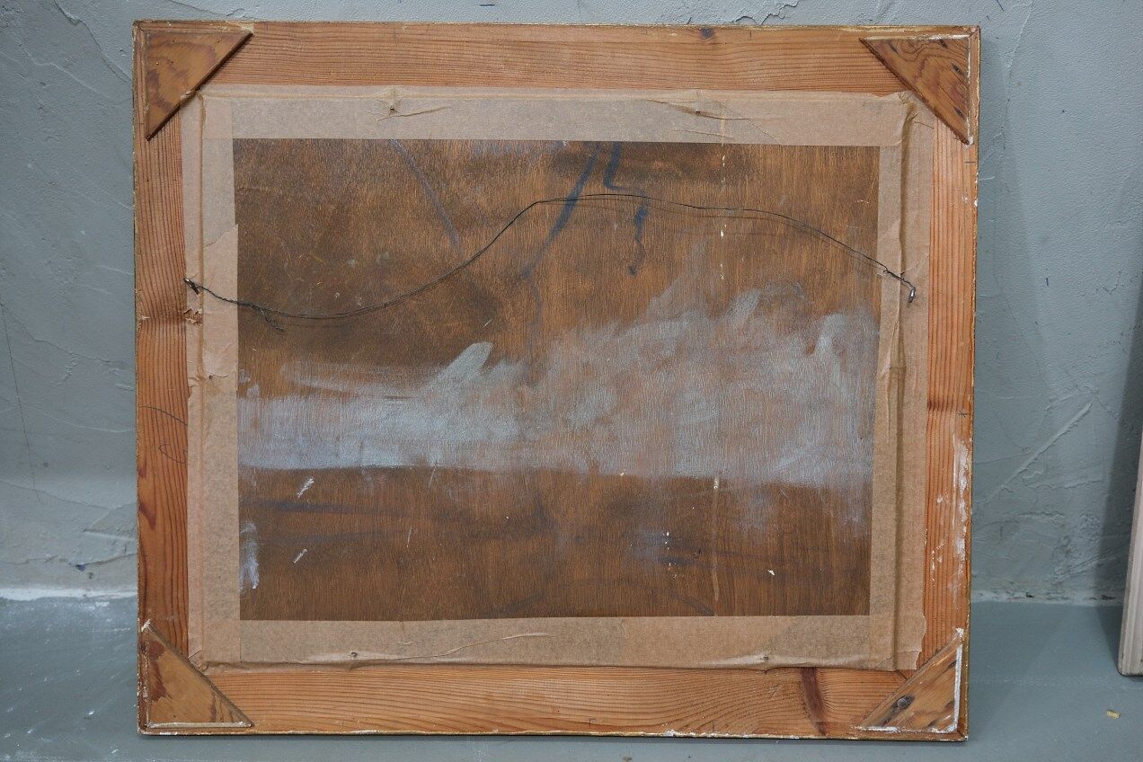 Scandinavian modern painting, 1929, Oil on board.