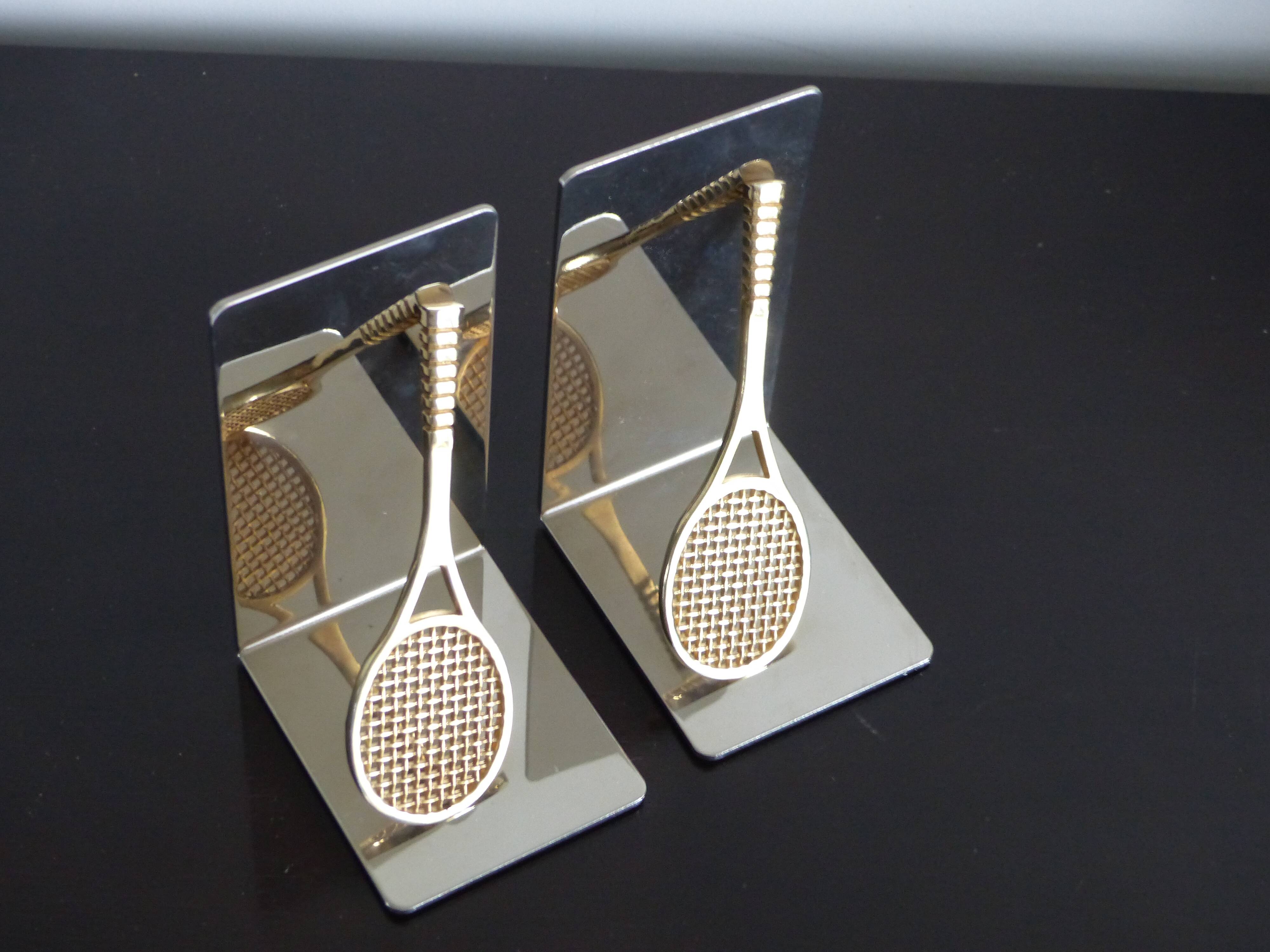 Pair of bookends, tennis racket.