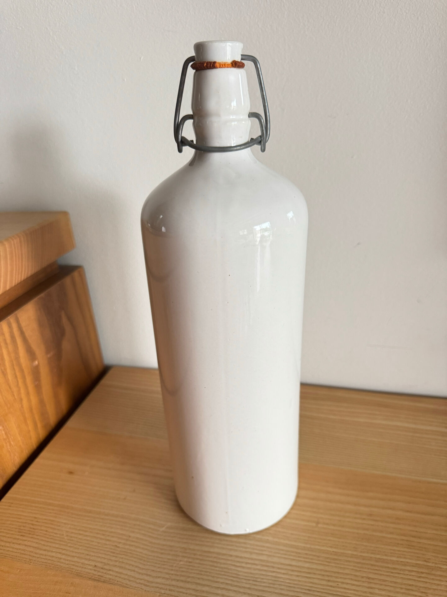 Old white ceramic bottle