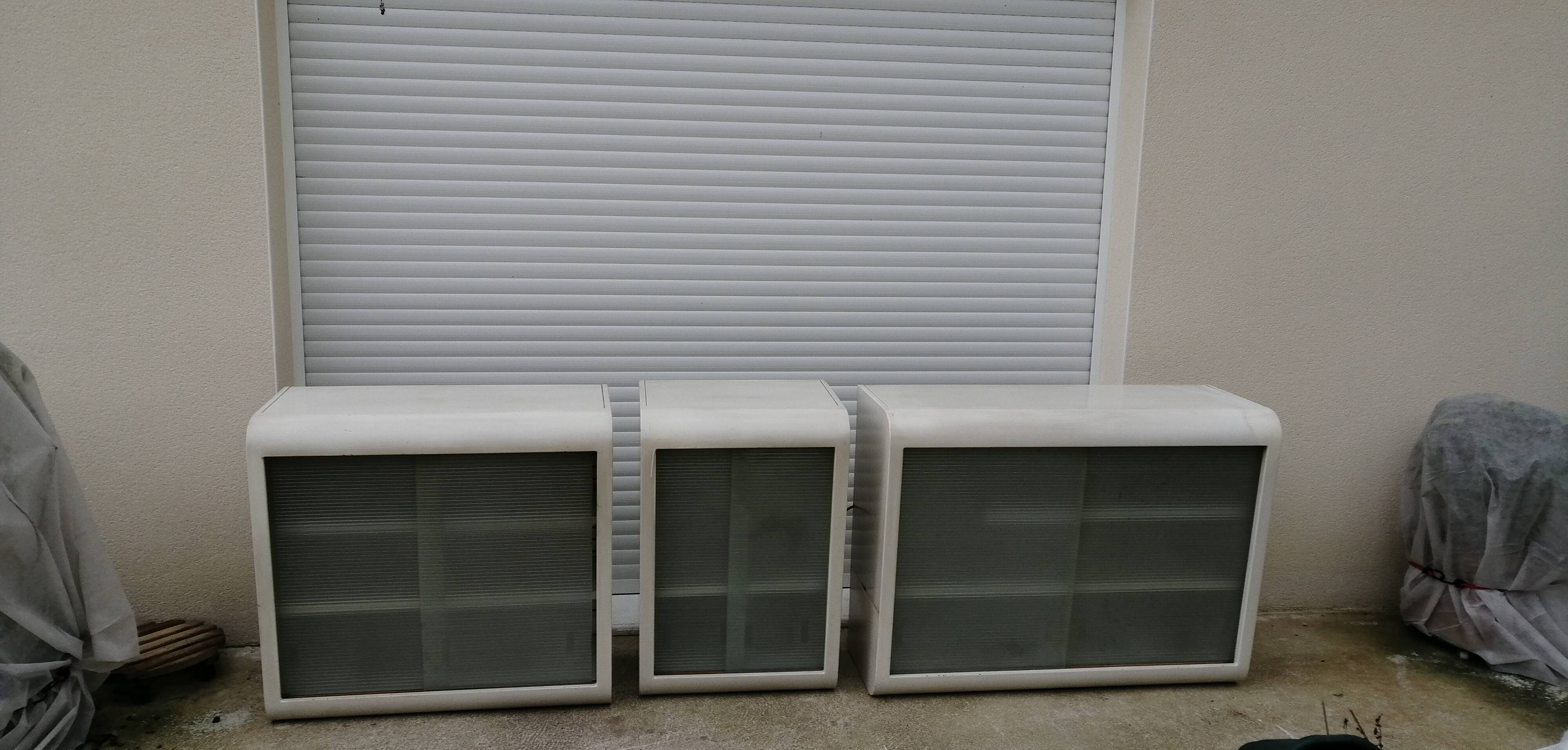 Wall sideboard in sheet metal "Ferlithe" 60s