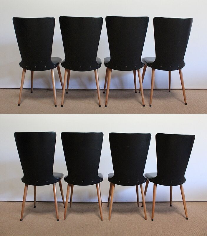 Suite of 8 baumann chairs, "essor" model – 1960s
