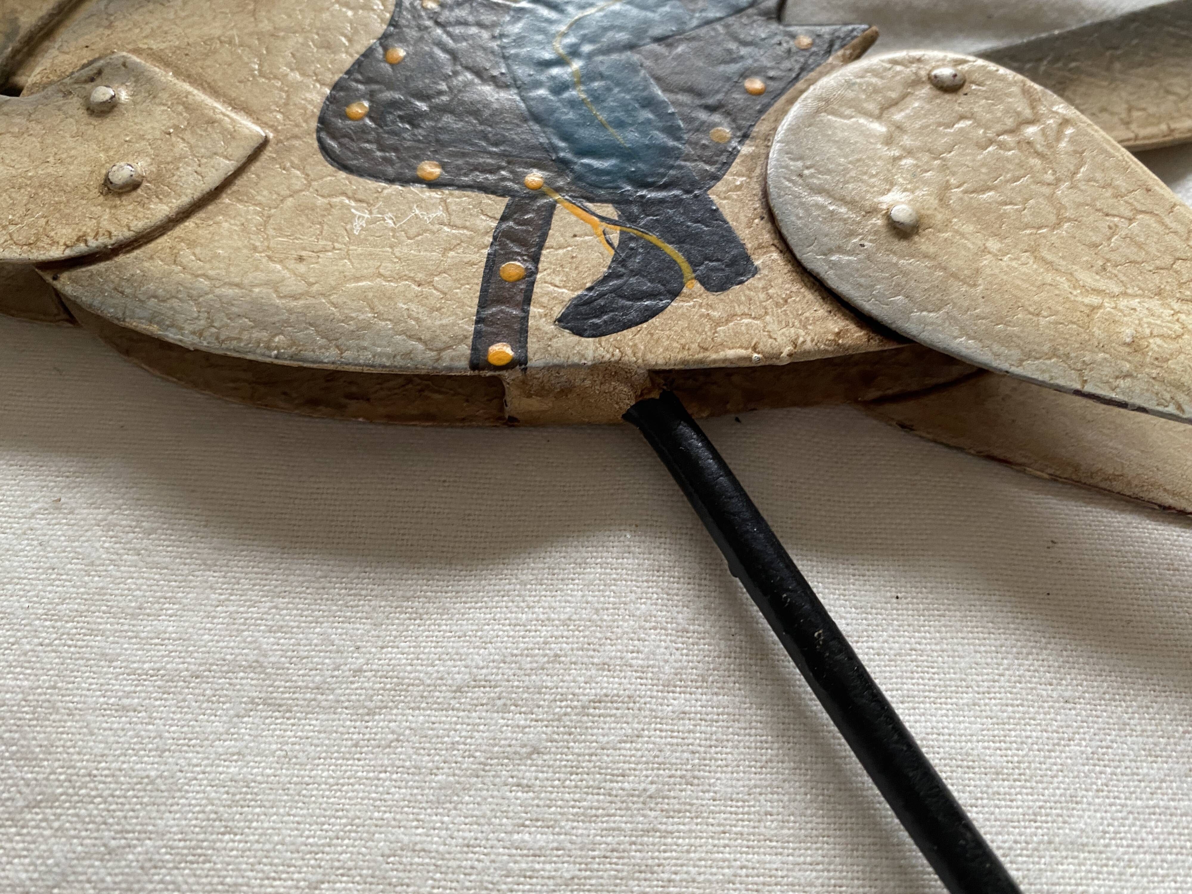 Rider and his horse in enamelled sheet metal rocking