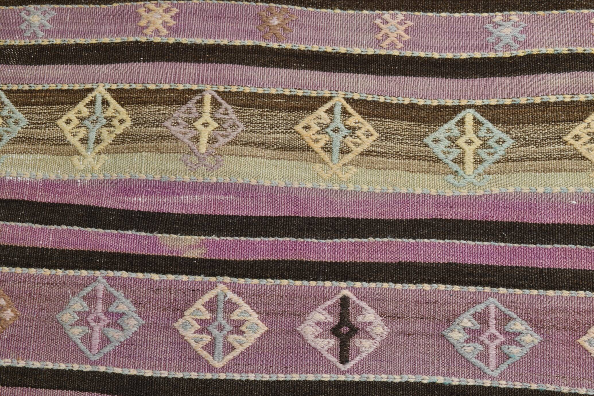 3x10 Purple & Green Modern Kilim Runner Rug, 90x315Cm