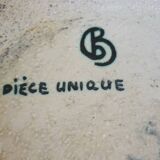 Enamelled ceramic plate, signed Bernard Buffat design from the 60s/70s