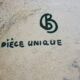 Enamelled ceramic plate, signed Bernard Buffat design from the 60s/70s