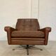 Vintage danish retro mid-century svend skipper brown leather chair & stool 60s