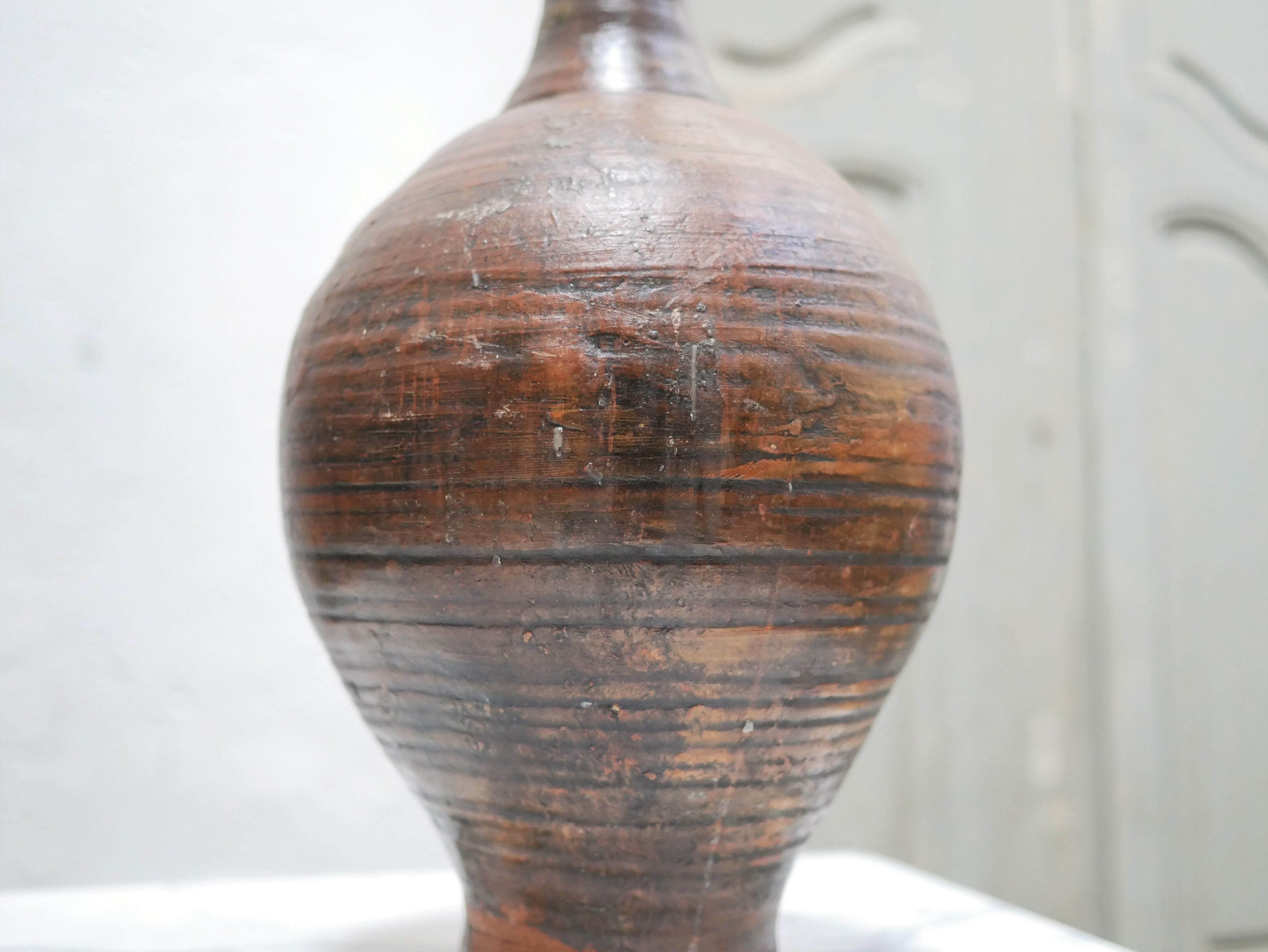 Vintage glazed terracotta jar