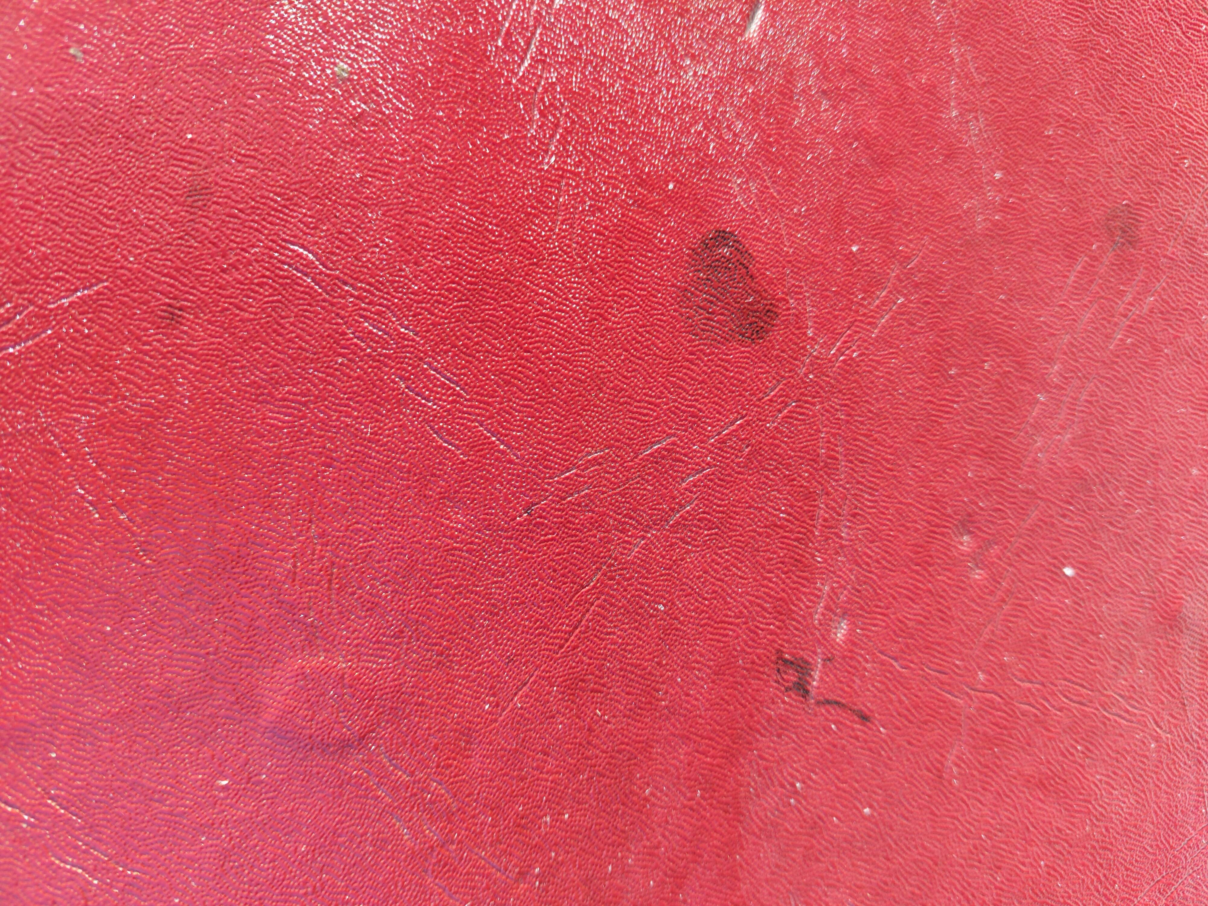 bureau enfant, ado, bois massif et cuir rouge