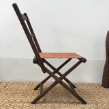 Chaise pliante ancienne en bois et tissu