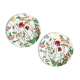 Two English dessert plates with flowers