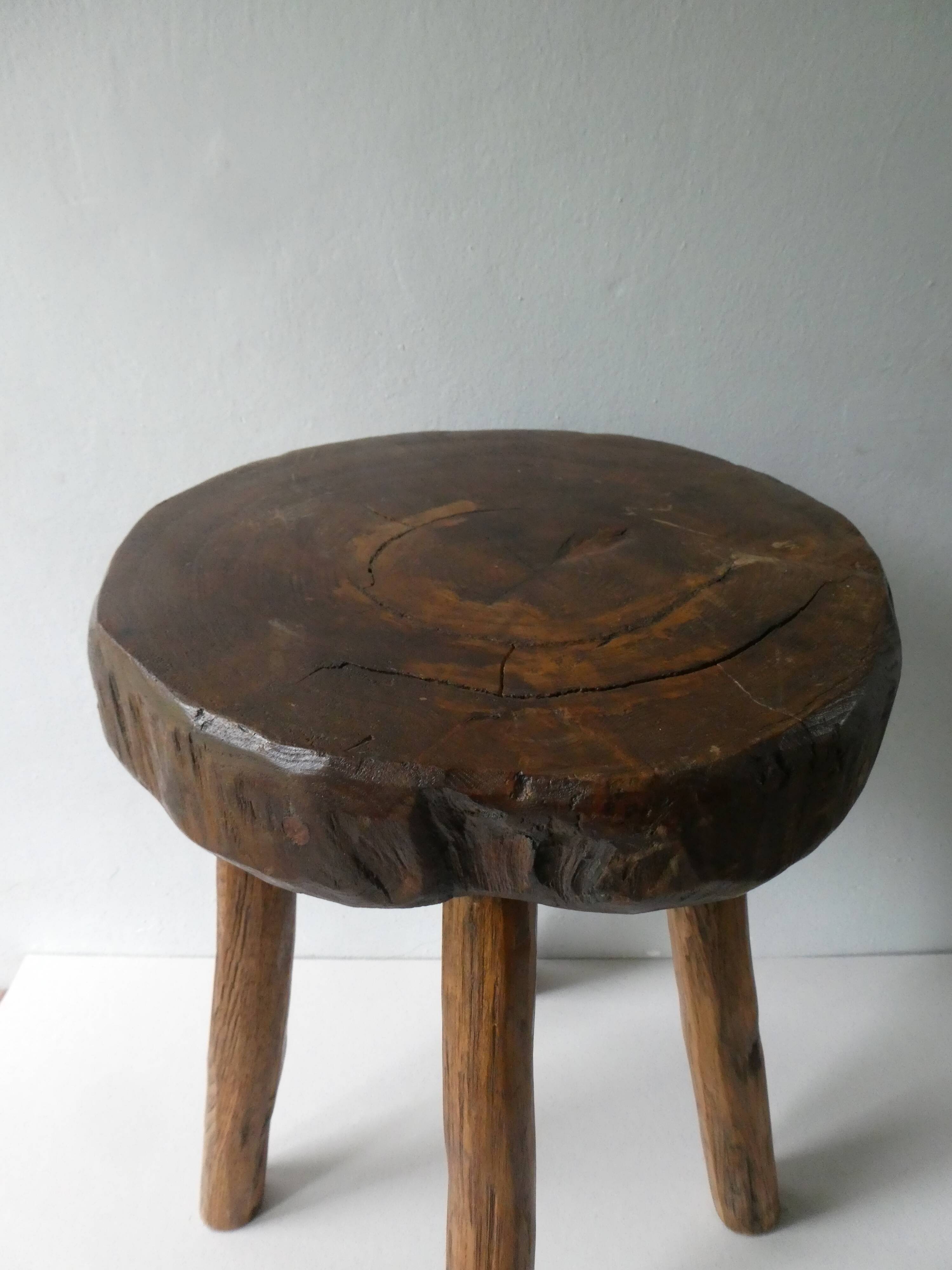 Stool in raw wood