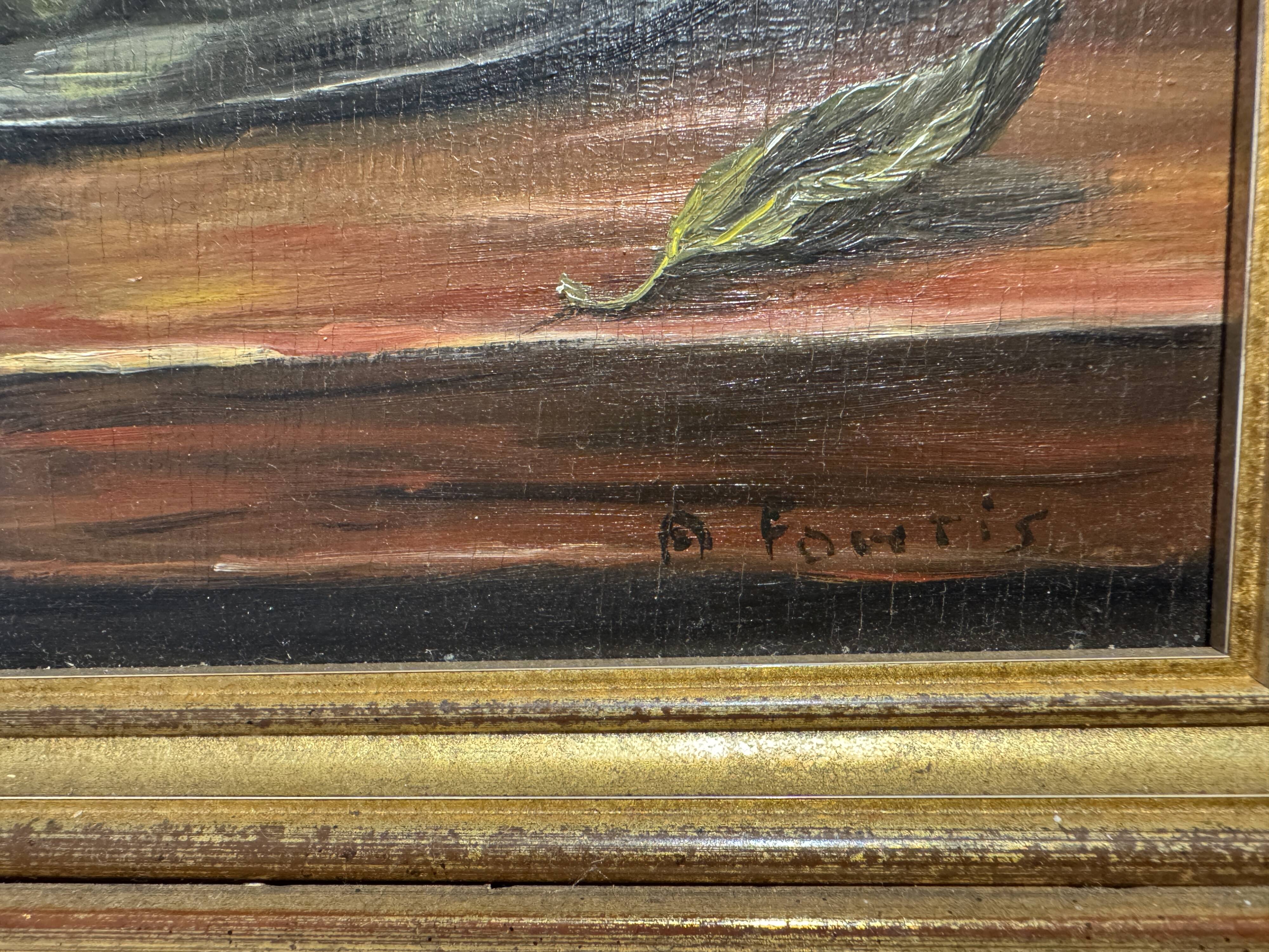 Still life with fruit - signed D. Fontis - framed oil painting