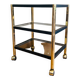 Side table in gold metal and smoked glasses 1970s