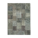 Handwoven Oriental Overdyed 173 cm x 243 cm Grey Patchwork Carpet