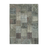 Handwoven Oriental Overdyed 173 cm x 243 cm Grey Patchwork Carpet