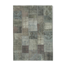 Tapis oriental surteinté à la main 173 cm x 243 cm tapis patchwork gris