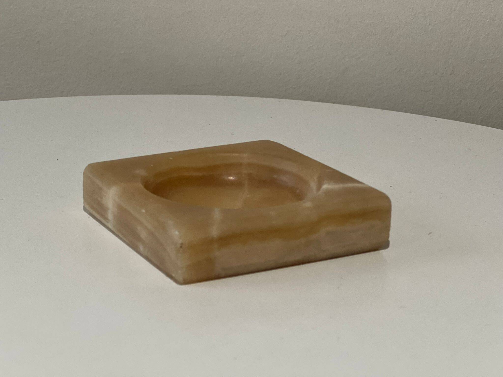 Square ashtray / vintage alabaster pocket