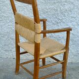 Brutalist straw armchair Folk art