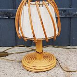 Rattan and bamboo table lamp from the 70s