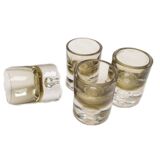 Set of nine pierre schneider smoked glass liqueur glasses