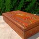 Bulgarian wooden cigarette box, pyrographed and hand-painted.