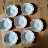 7 soup plates Hippolyte Boulenger-Creil-Montereau HBCM Model Narcisse Bleu