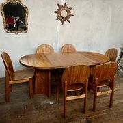Large Scandinavian pine table - 6 chairs