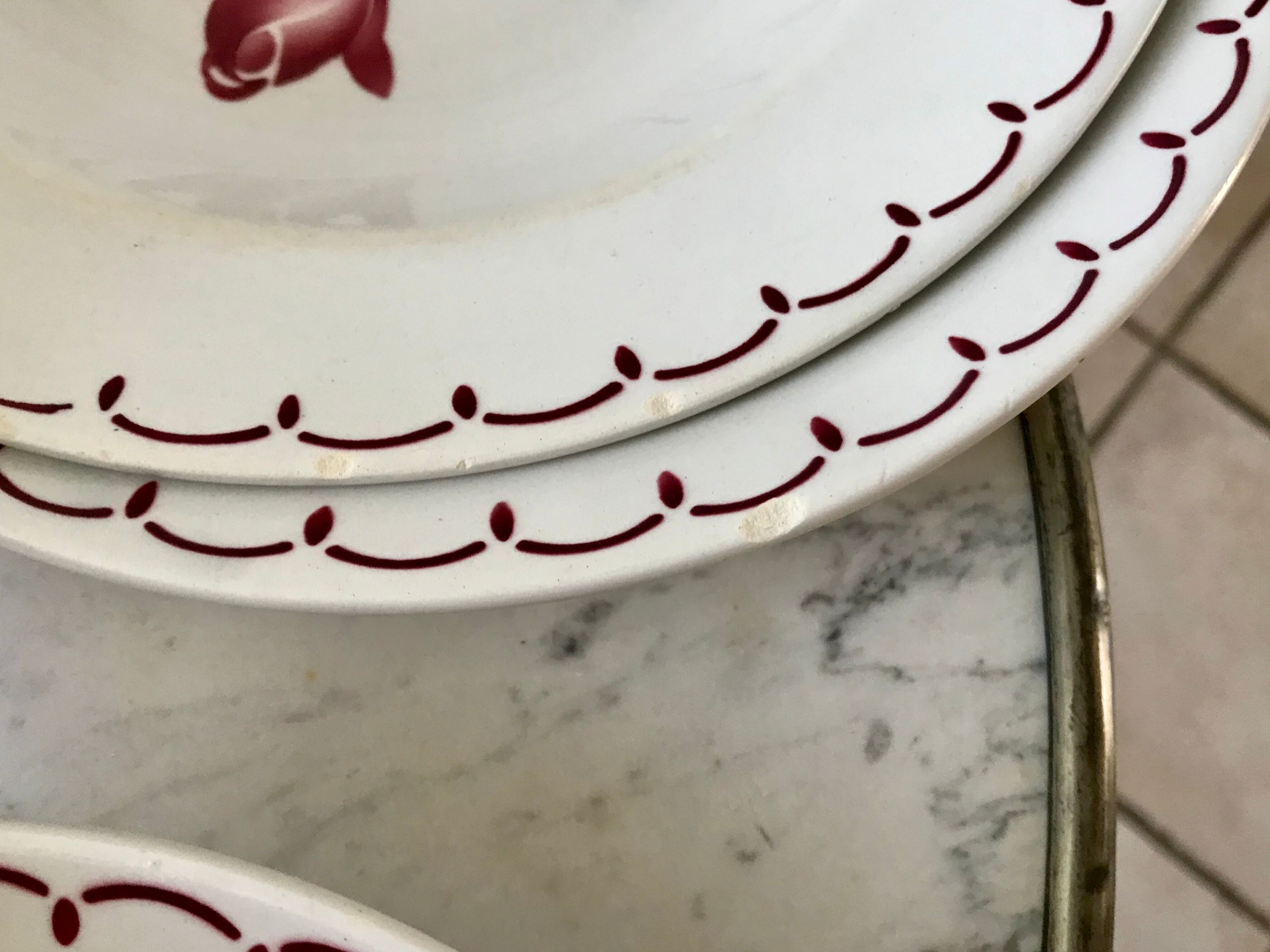 Set of 6 hollow plates Badonviller with flowers 30s