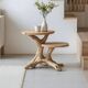Rustic sculptural side table made of natural and organic driftwood.