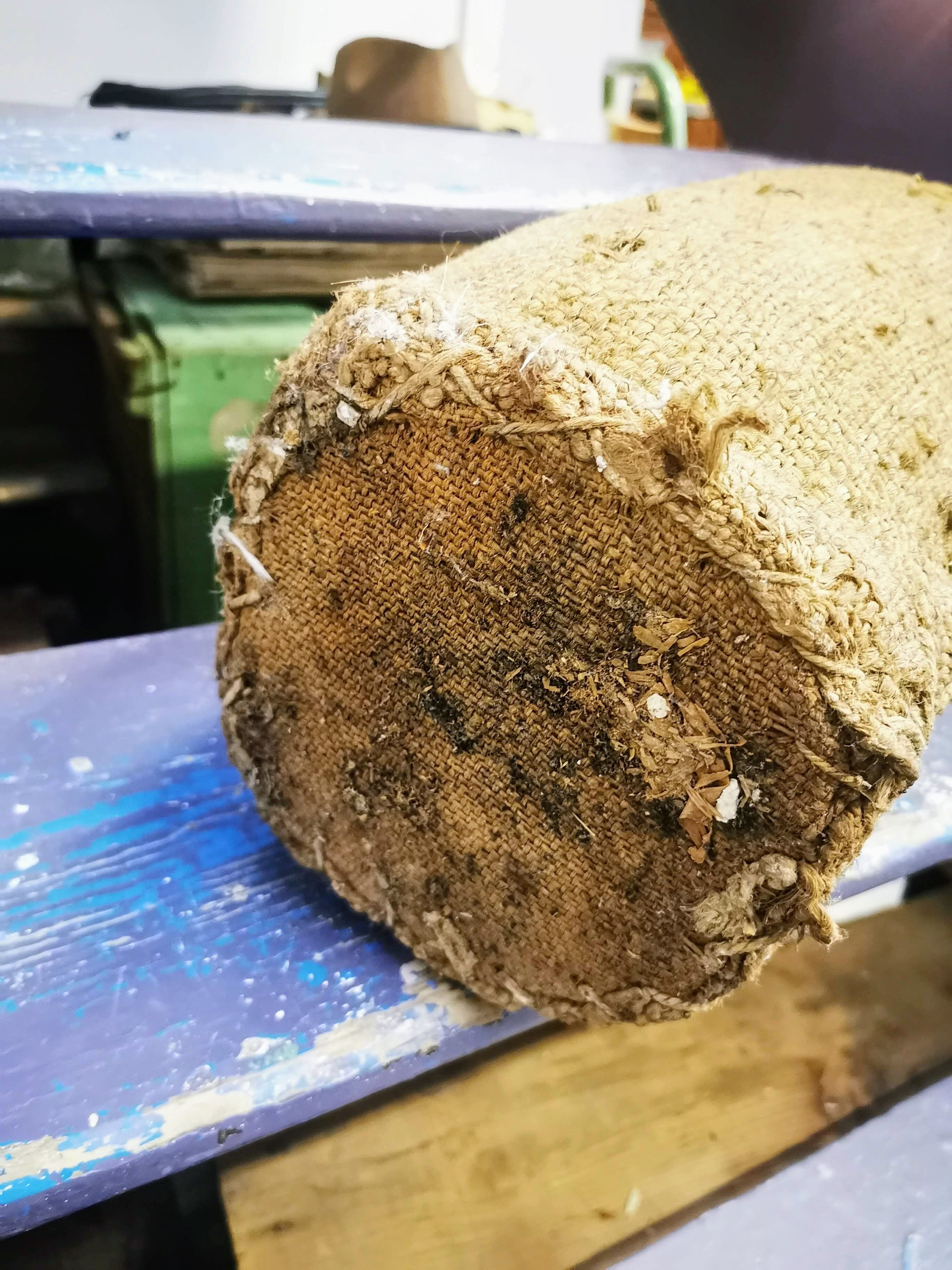 Jute canister dressed in burlap