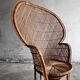Set of 2 Emmanuelle rattan armchairs — natural beige rattan with black accents, large & small