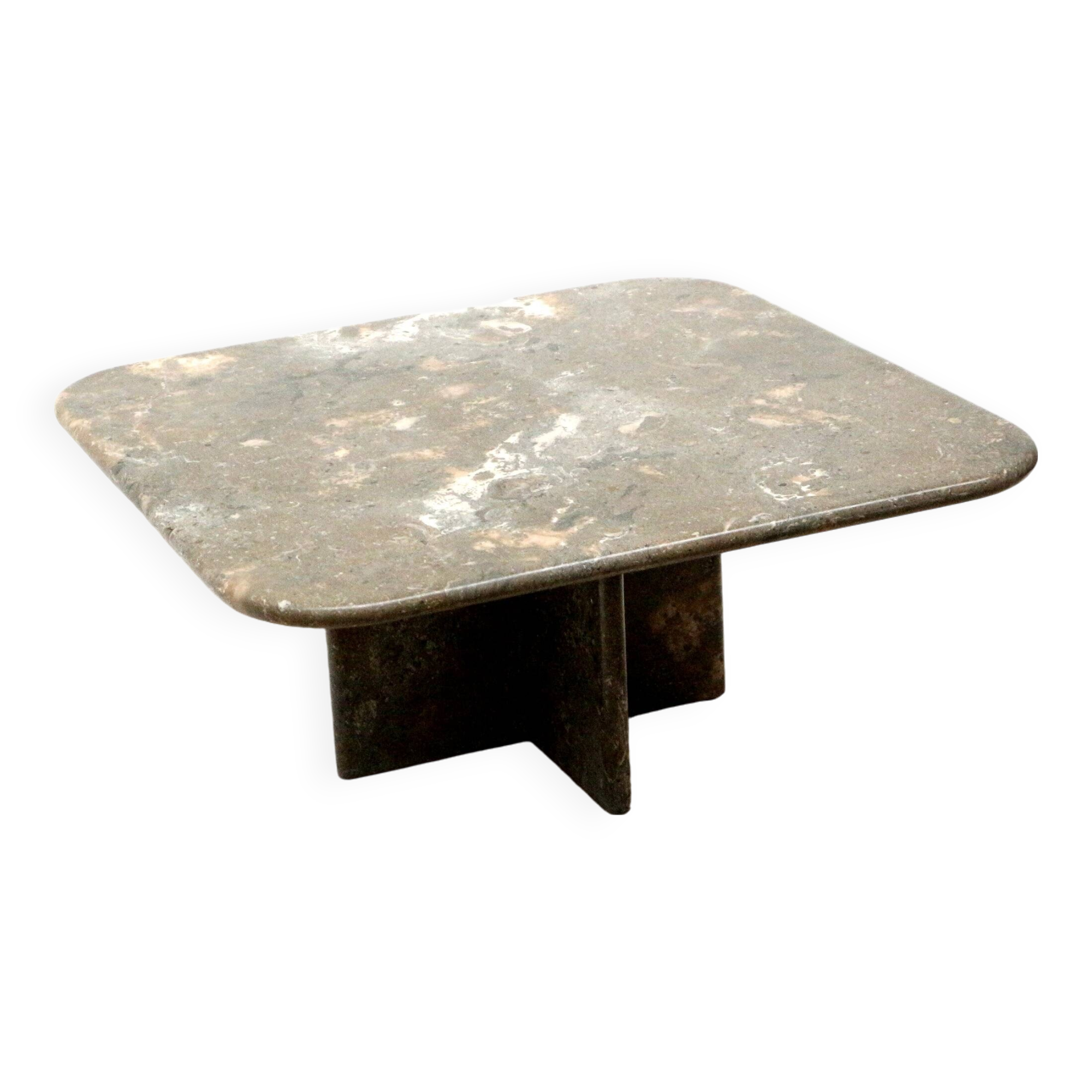 Square vintage natural stone coffee table from the 80s