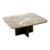 Square vintage natural stone coffee table from the 80s