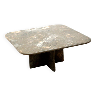 Table basse carrée vintage en pierre naturelle des années 80