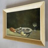 Still life, oil on panel signed