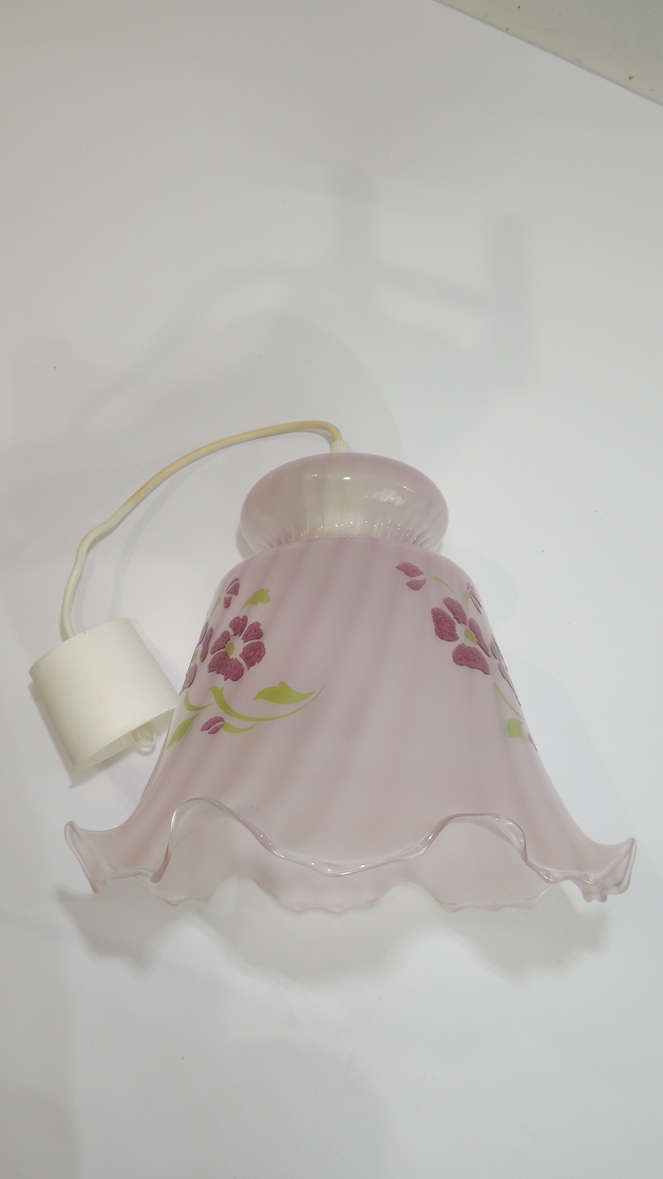 Pink glass suspension tulip shape / vintage