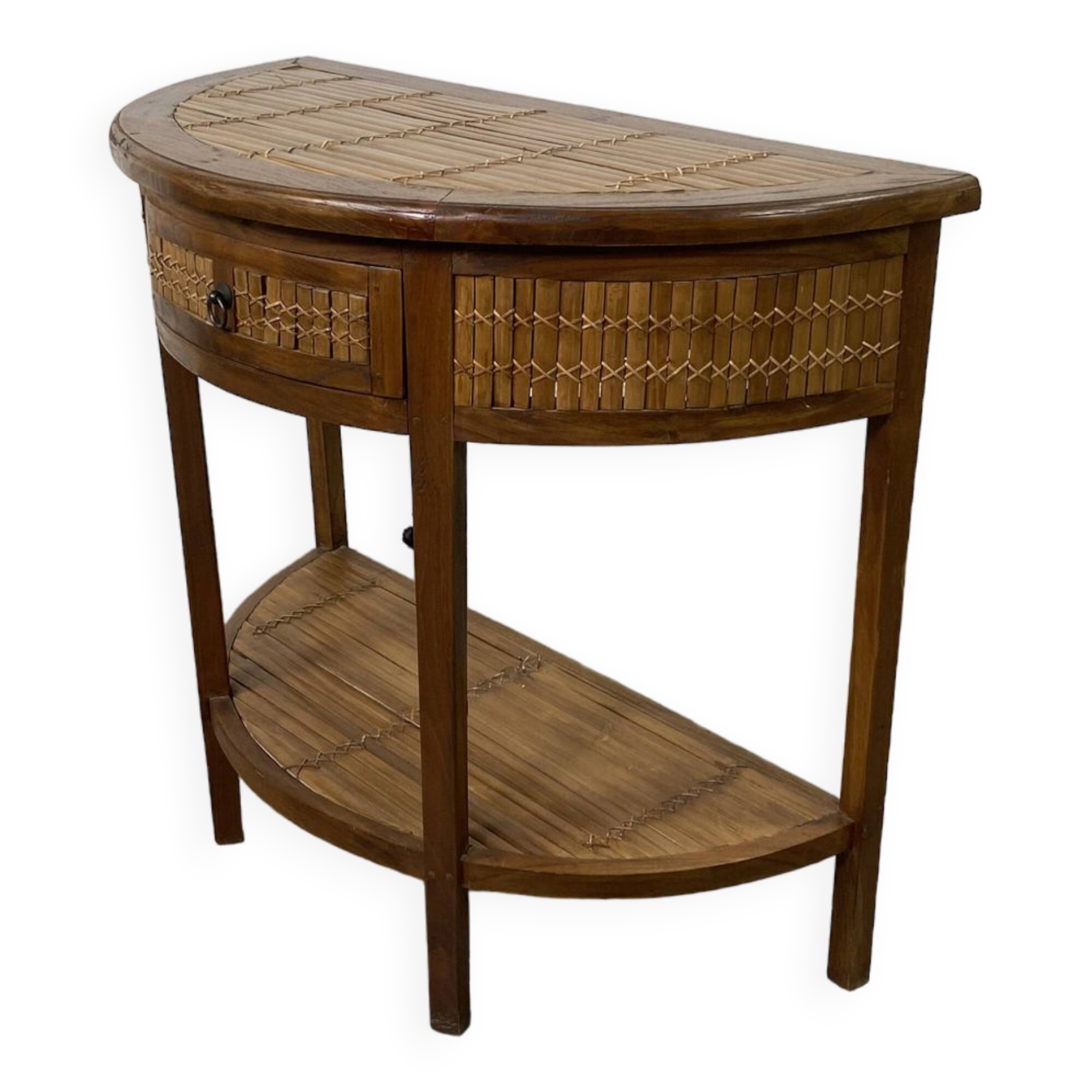 Side table in half-moon wood and bamboo