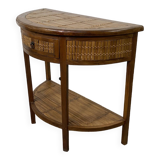 Side table in half-moon wood and bamboo