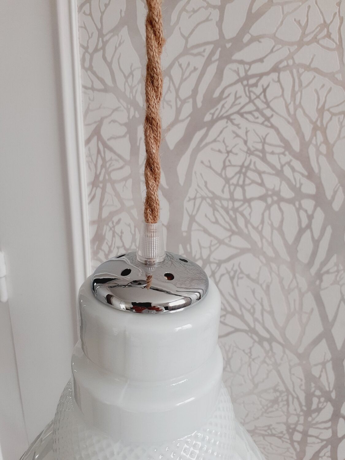 White opaline pendant light