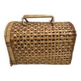 Cage Cat carrier basket in wicker/rattan, vintage