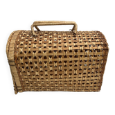 Cage Cat carrier basket in wicker/rattan, vintage