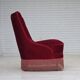 1960s, Danish armchair, original red furniture velour, beech wood legs.