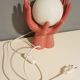 old pink ceramic hand lamp with vintage white opaline globe