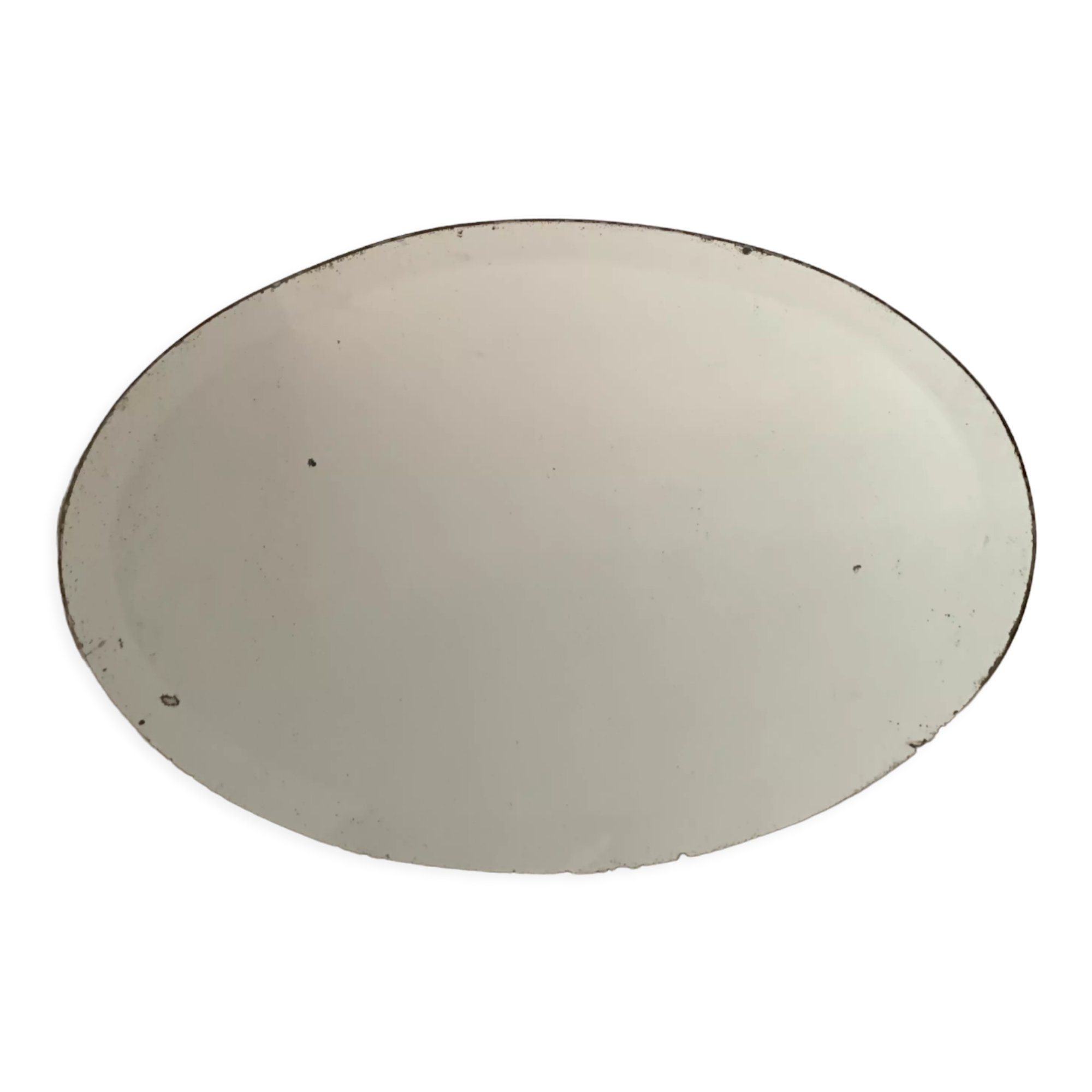 Old bevelled stitched oval mirror