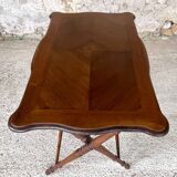 Folding side table in turned wood and marquetry circa 30's/40's