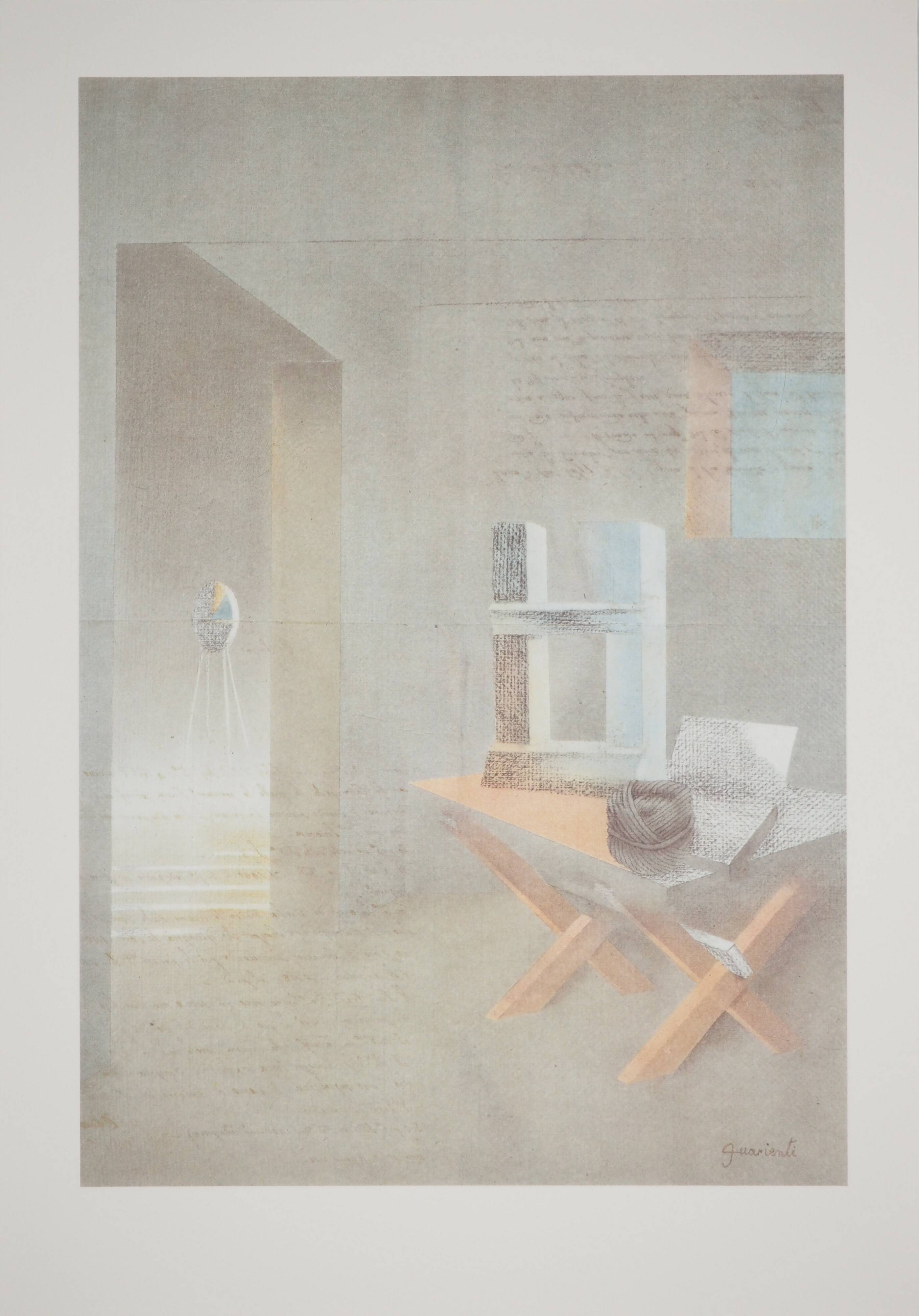 Carlo GUARIENTI: Interior Scene, Signed Heliogravure