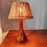 Vintage brutalist lamp from the 60s-70s made of wood and rope.