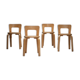 Lot de quatre chaises modèles 65 par Alvar Aalto pour Artek